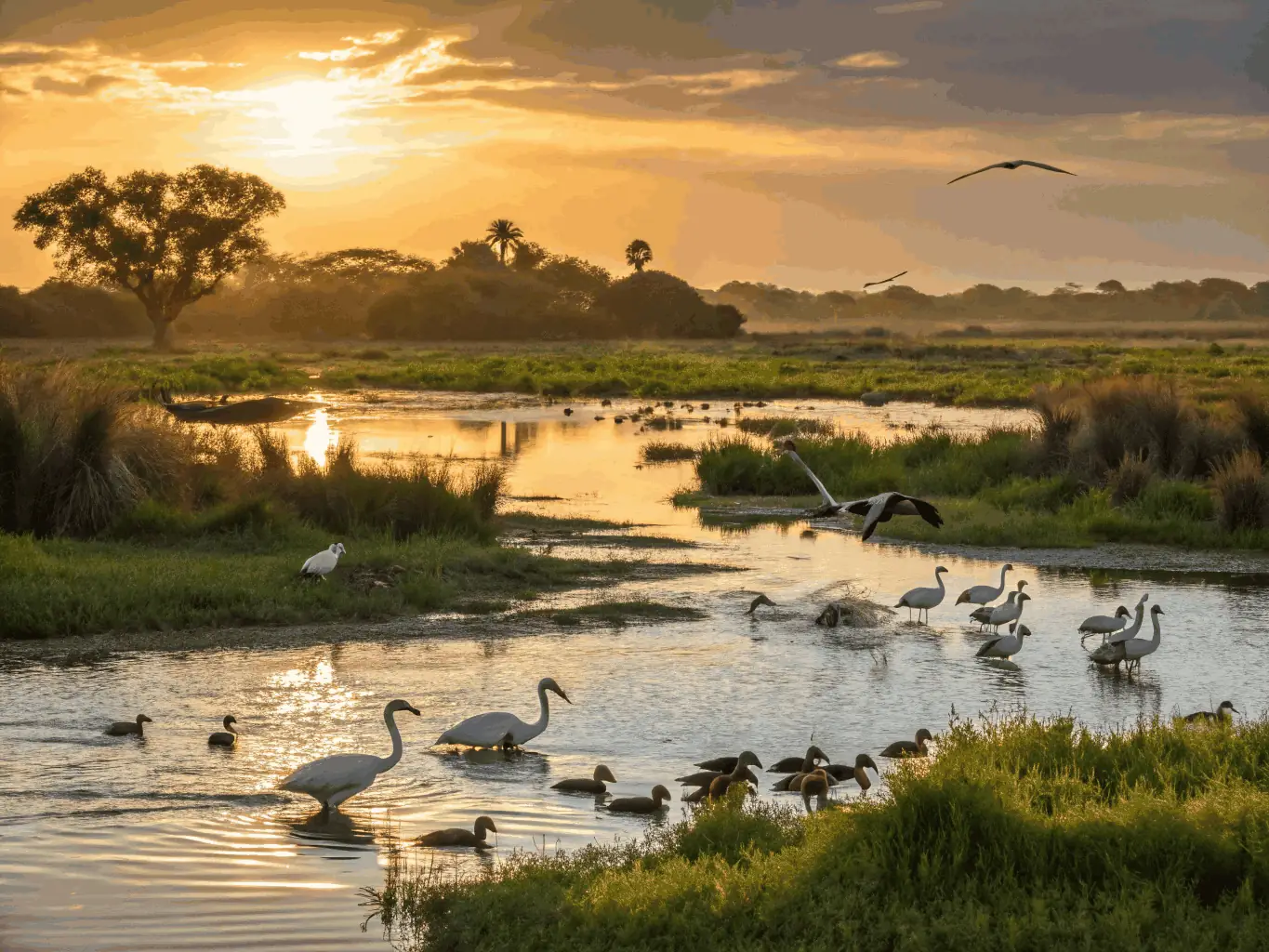 A scenic shot of a diverse natural habitat, highlighting the organization's commitment to preserving biodiversity through habitat management and conservation initiatives.