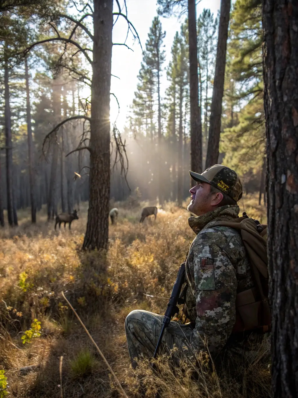 A person learning about wildlife tracking from an experienced hunter, highlighting skill development.