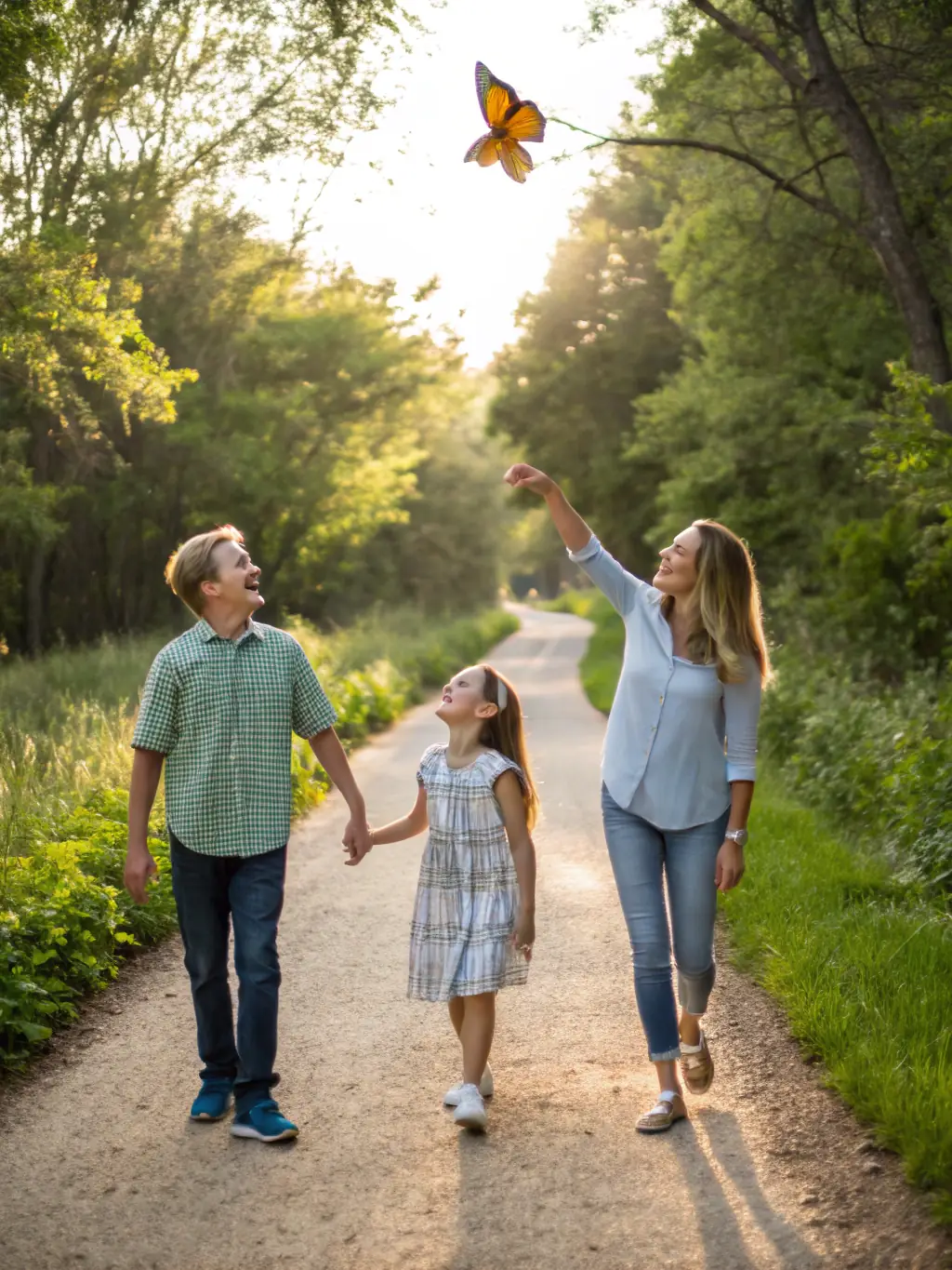A family enjoying a guided nature walk, emphasizing the opportunity for outdoor recreation.